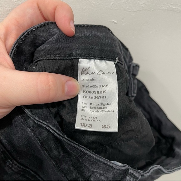 Kancan Washed Black Distressed Cuffed Denim Shorts Size 25 - Picture 8 of 9